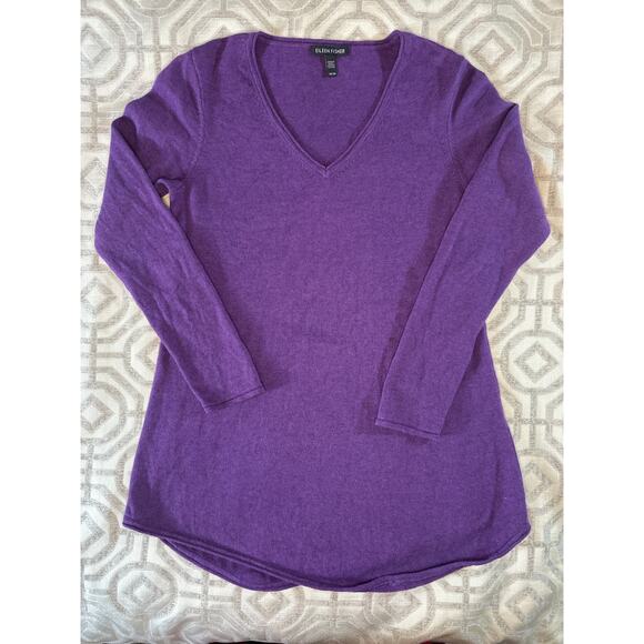 Eileen Fisher Royal Purple Merino Wool V-Neck Sweater Women’s Size XS - Picture 3 of 8